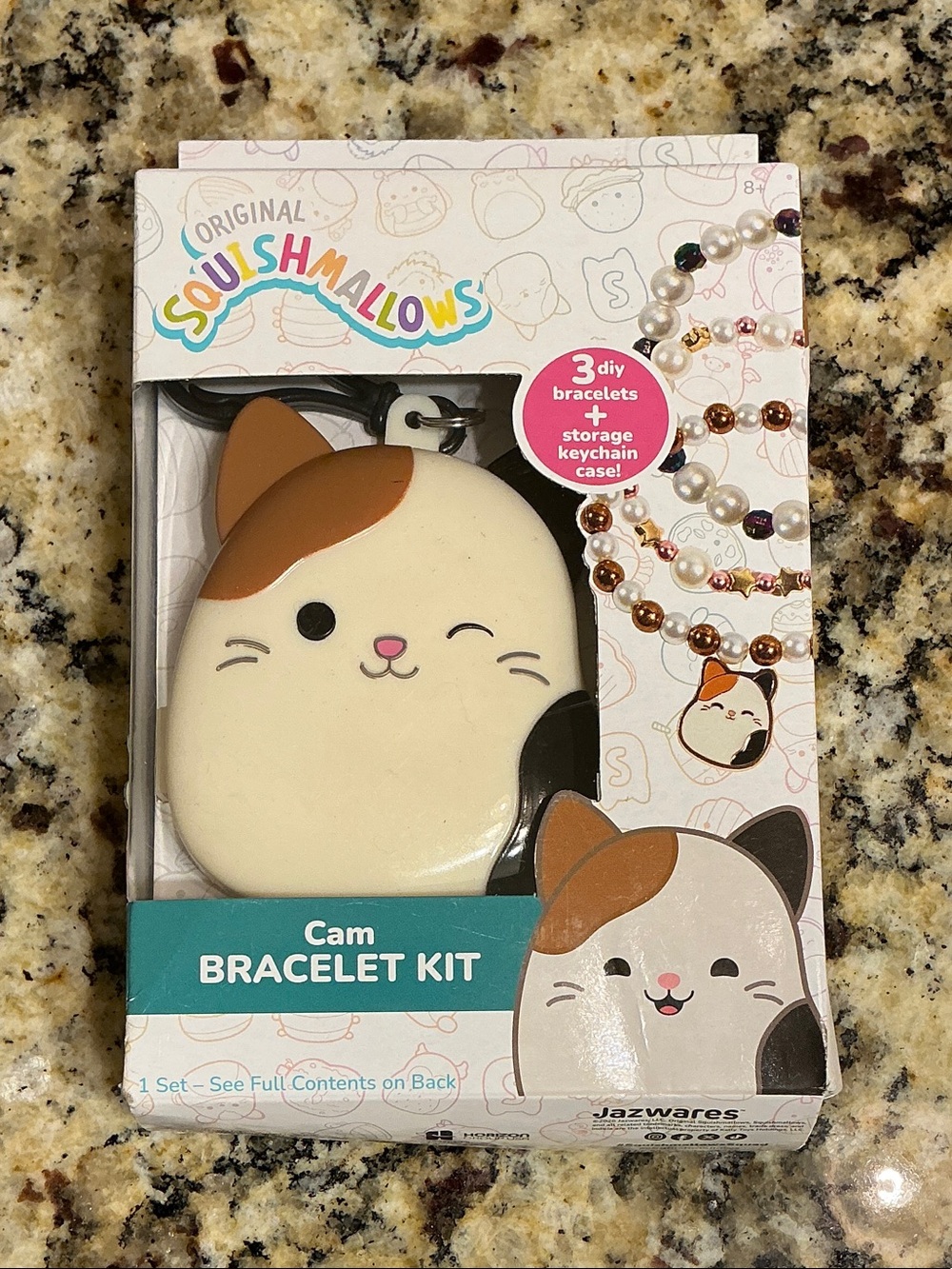 Original Squishmallows Cam the Cat Bracelet Kit with Keychain Storage Case